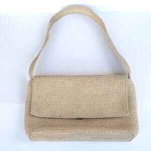 Talbot's Classic Crochet Neutral Woven Flap Front Cottagecore Y2k Ladies Handbag